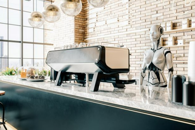 Coffee shop with robot barista