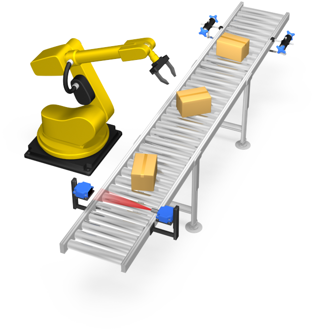 Image of a robot over a conveyor belt