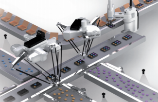 graphic of robot on assembly line