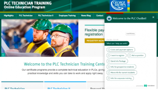 screen shot of the gbctechtraining plc website and chatbot