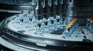 Pharmaceutical Bottling Process in a Modern Industrial Production Facility 